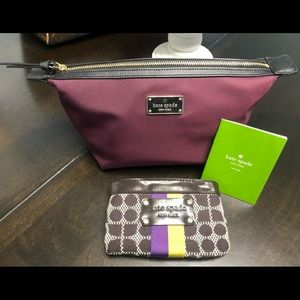 💜Gorgeous Purple KATE SPADE Makeup Bag and Change Purse Set!! EUC!💜
